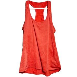 Athleta Tank Top Scoop Neck Racerback Sleeveless Striped Orange Medium